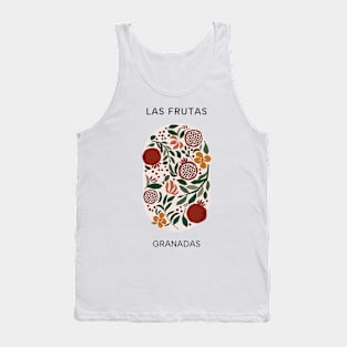 Las Frutas: Granadas - Fruit and flower market poster with pomegranates, blossoms, and leaves Tank Top